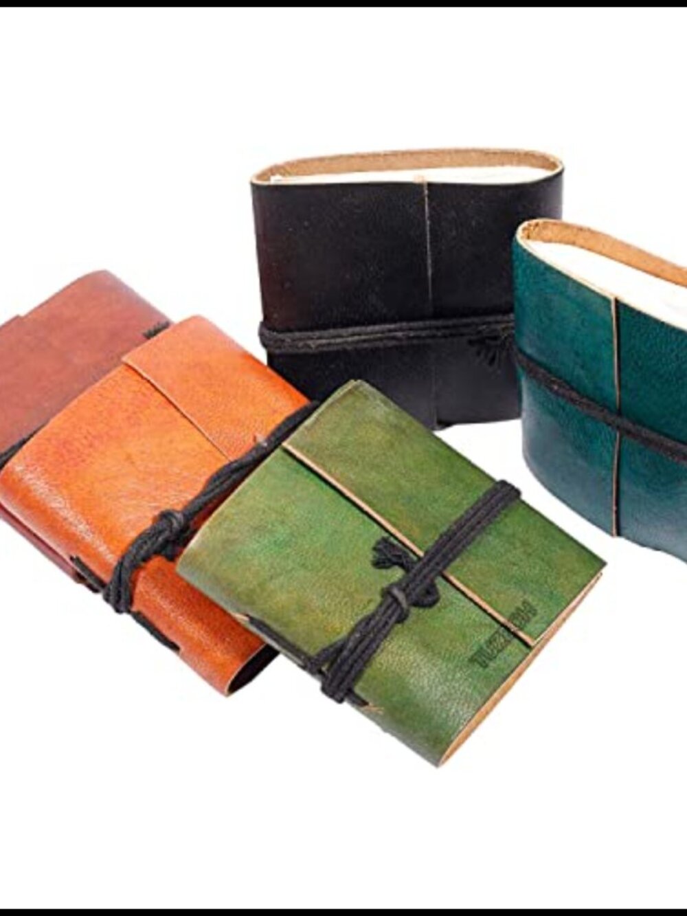 Handmade Leather Mini Journal Set of 5 Blank Unlined Pocket Notebooks